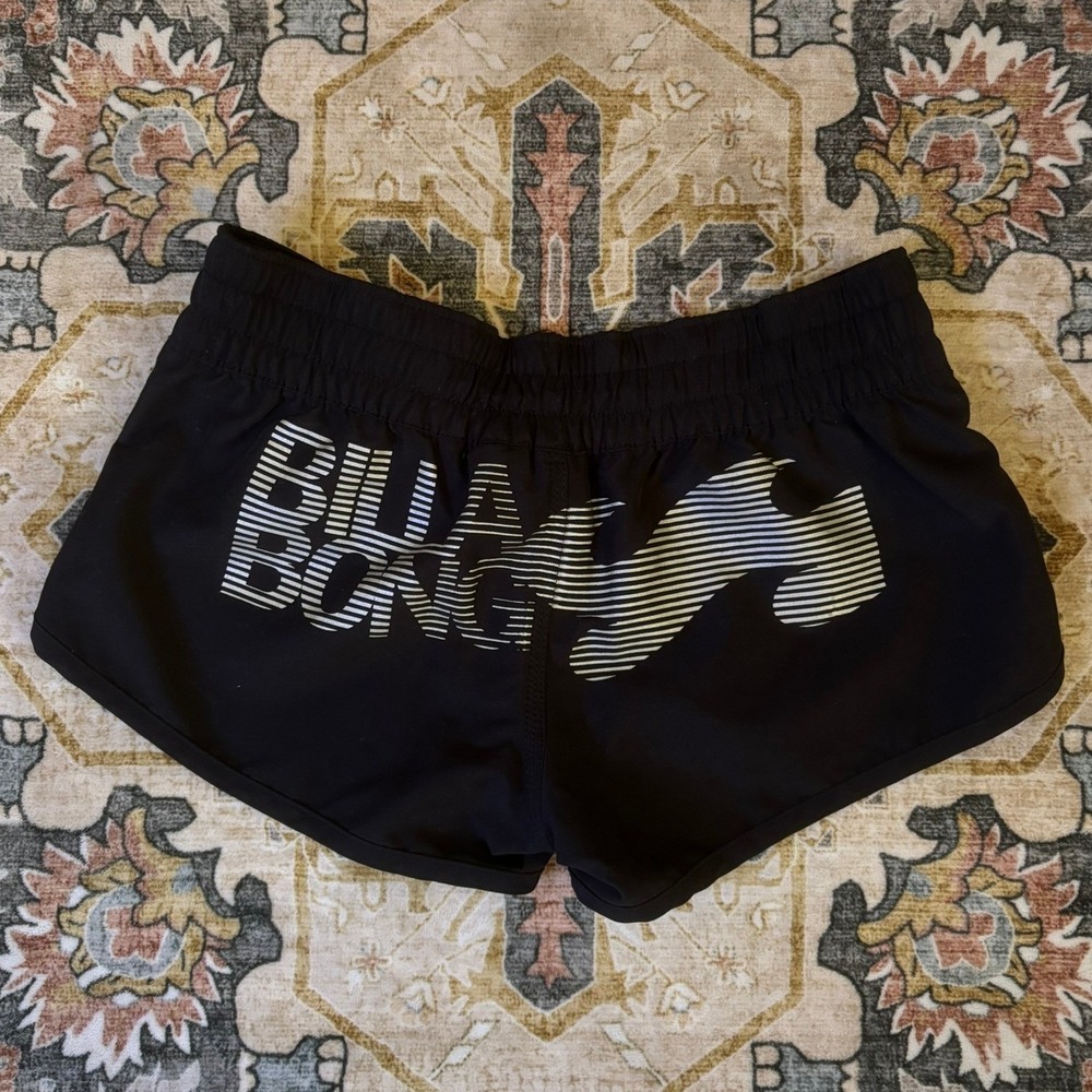 Y2K Billabong Womens Black Board Shorts Swim Suit Bottoms Size S Early 2000s